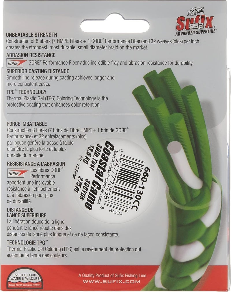 Sufix 300 Yard 832 Advanced Superline Braid Fishing Line - Coastal Camo - Image 4